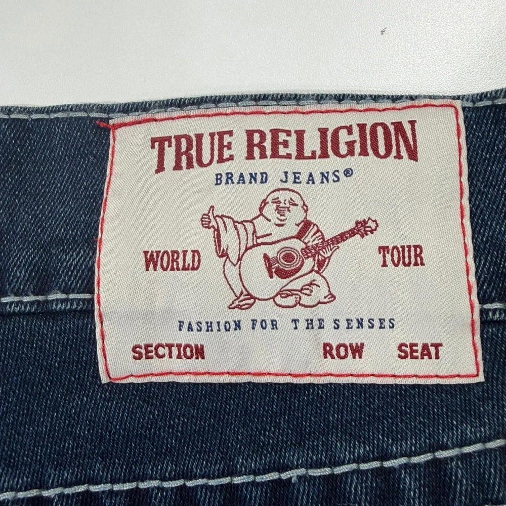 True Religion Rocco Mens Size 34 Dark Woodland Wash Big T Flap Skinny Jeans